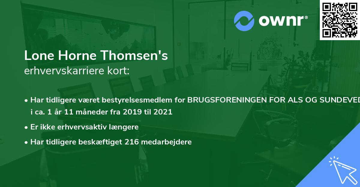 Lone Horne Thomsen's erhvervskarriere kort