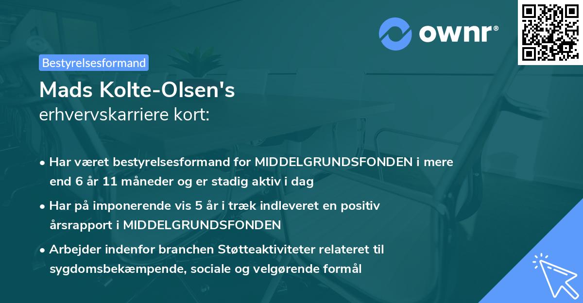 Mads Kolte-Olsen's erhvervskarriere kort