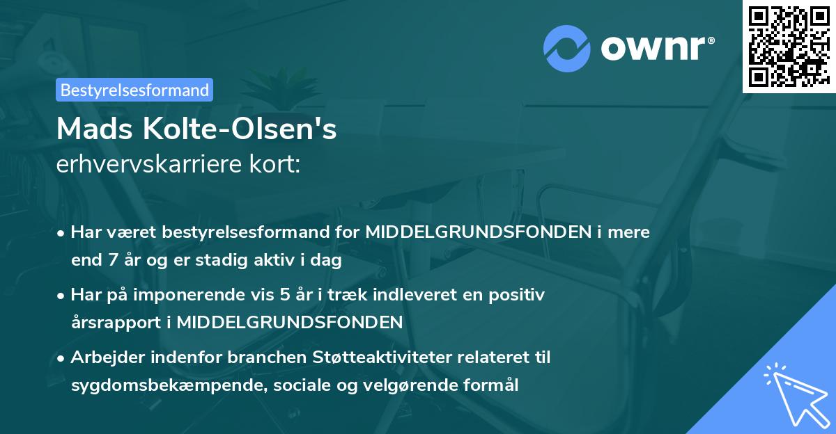 Mads Kolte-Olsen's erhvervskarriere kort