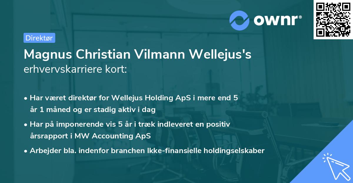Magnus Christian Vilmann Wellejus's erhvervskarriere kort