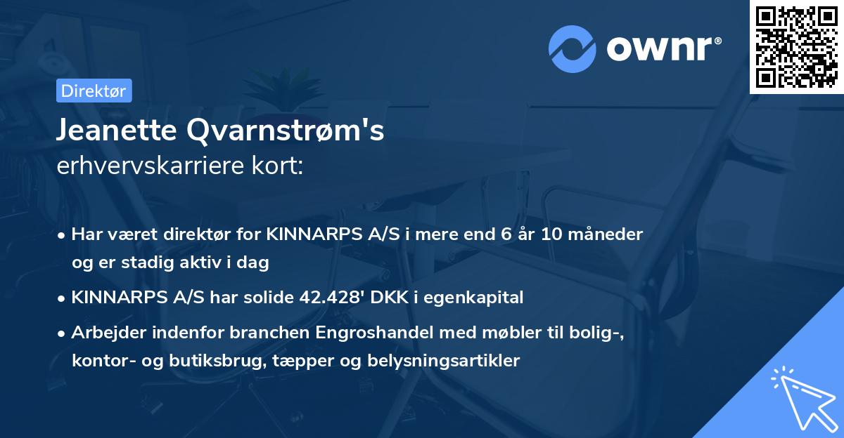 Jeanette Qvarnstrøm's erhvervskarriere kort
