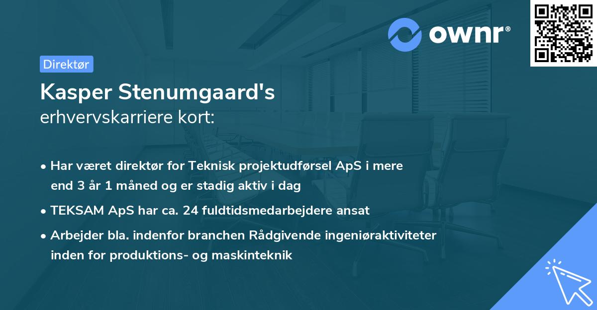 Kasper Stenumgaard's erhvervskarriere kort