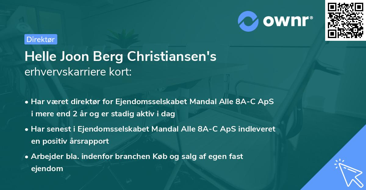 Helle Joon Berg Christiansen's erhvervskarriere kort