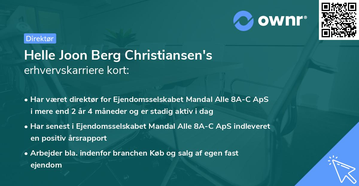 Helle Joon Berg Christiansen's erhvervskarriere kort
