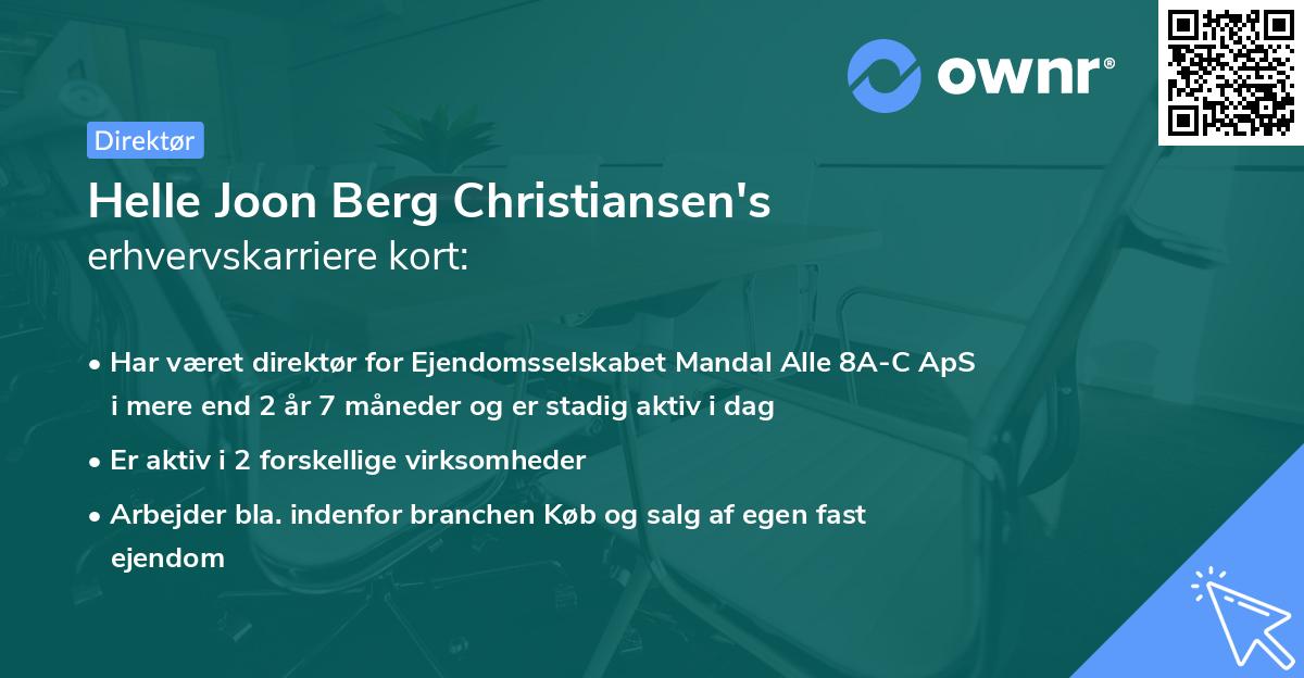 Helle Joon Berg Christiansen's erhvervskarriere kort