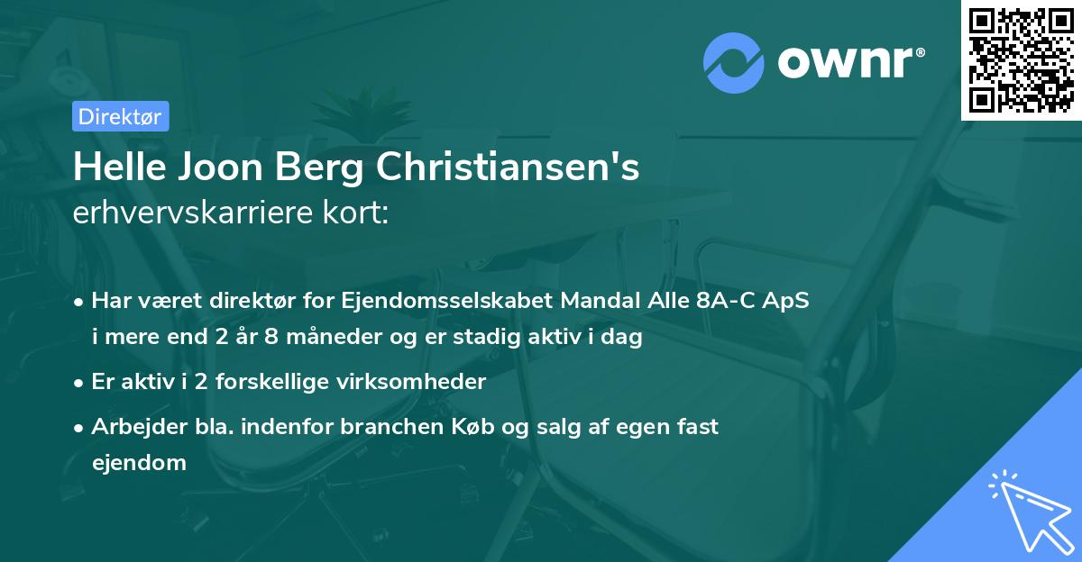 Helle Joon Berg Christiansen's erhvervskarriere kort