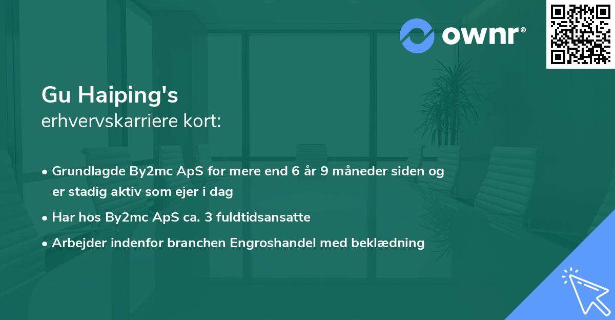 Gu Haiping's erhvervskarriere kort