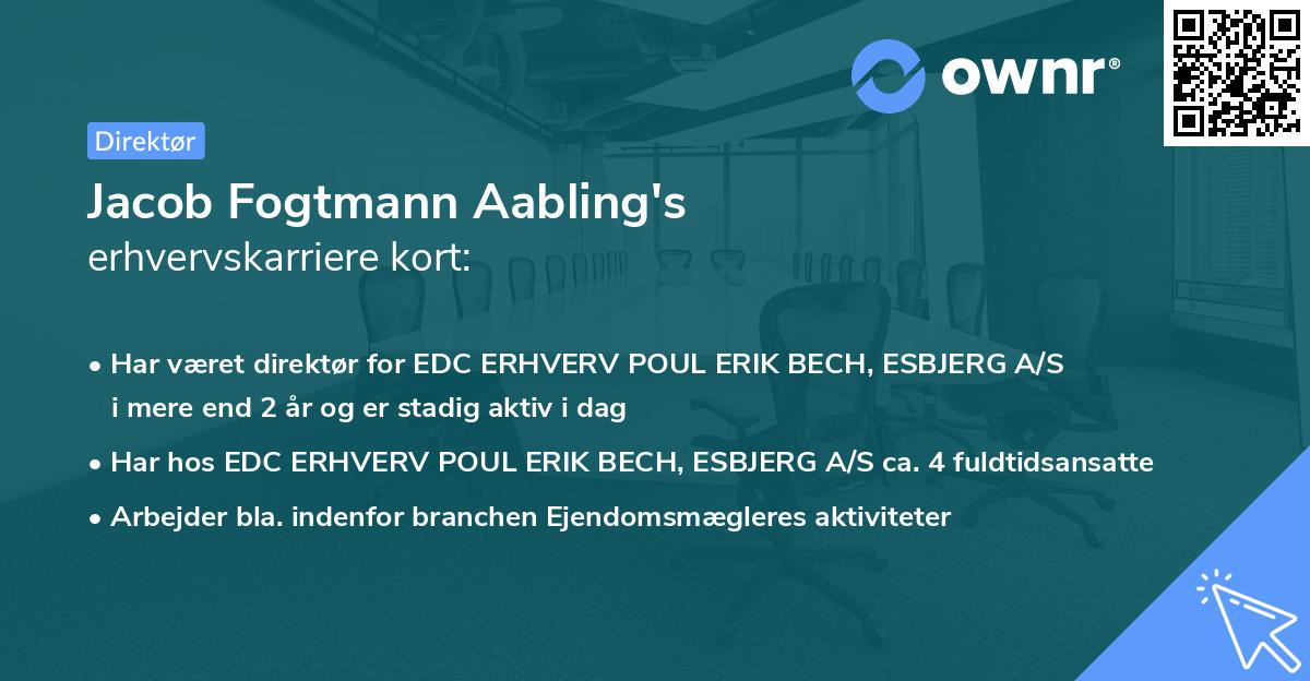 Jacob Fogtmann Aabling's erhvervskarriere kort