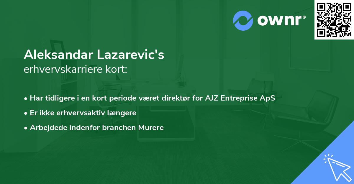 Aleksandar Lazarevic's erhvervskarriere kort