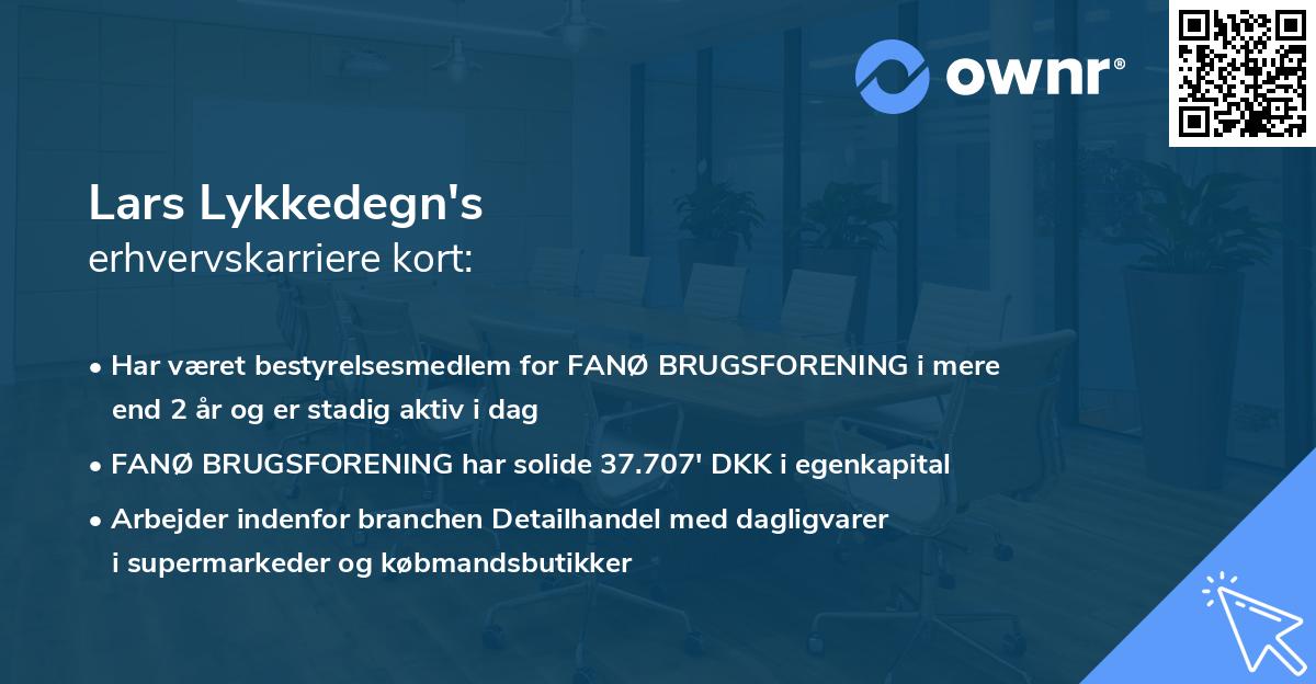 Lars Lykkedegn's erhvervskarriere kort