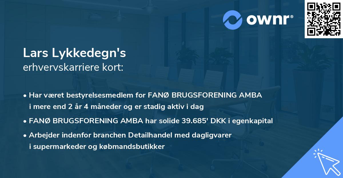 Lars Lykkedegn's erhvervskarriere kort