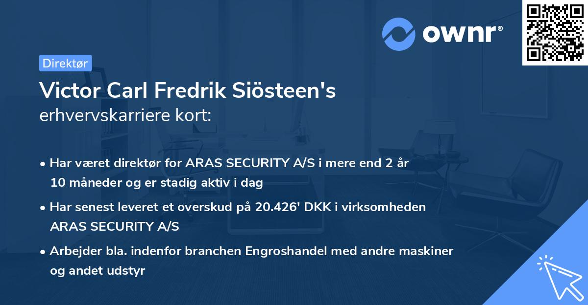 Victor Carl Fredrik Siösteen's erhvervskarriere kort