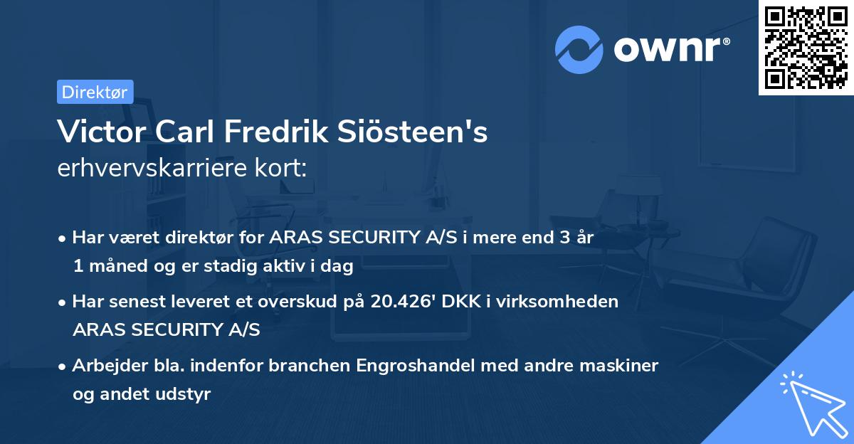 Victor Carl Fredrik Siösteen's erhvervskarriere kort