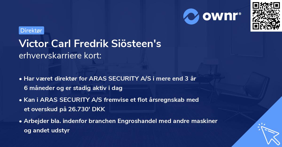 Victor Carl Fredrik Siösteen's erhvervskarriere kort