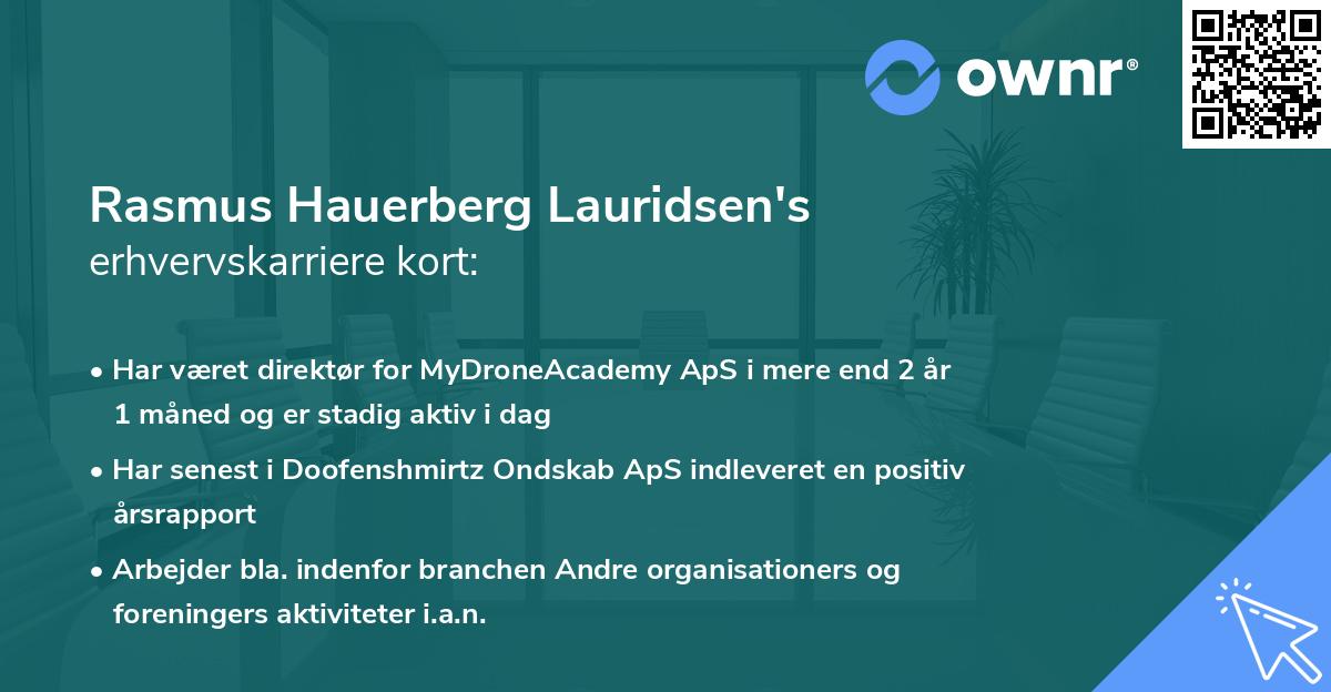 Rasmus Hauerberg Lauridsen's erhvervskarriere kort