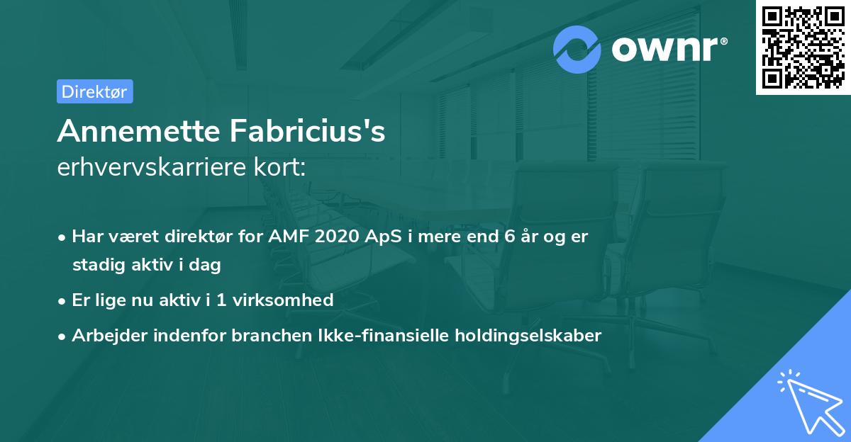 Annemette Fabricius's erhvervskarriere kort