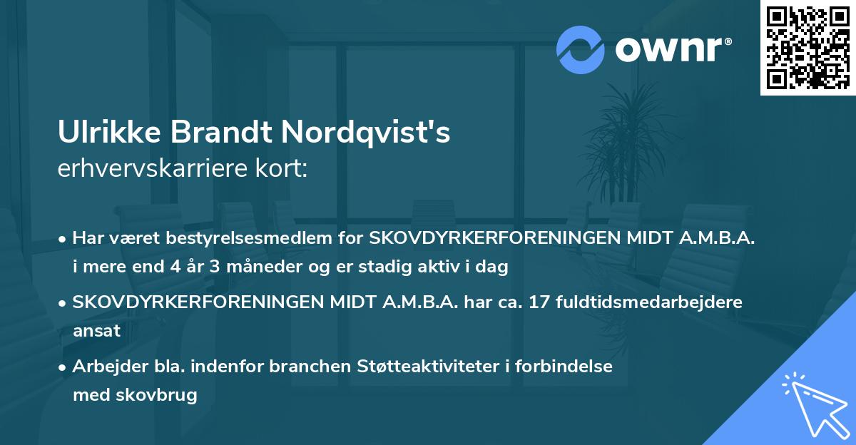 Ulrikke Brandt Nordqvist's erhvervskarriere kort