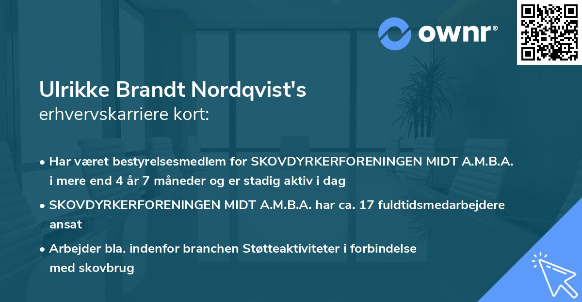 Ulrikke Brandt Nordqvist's erhvervskarriere kort