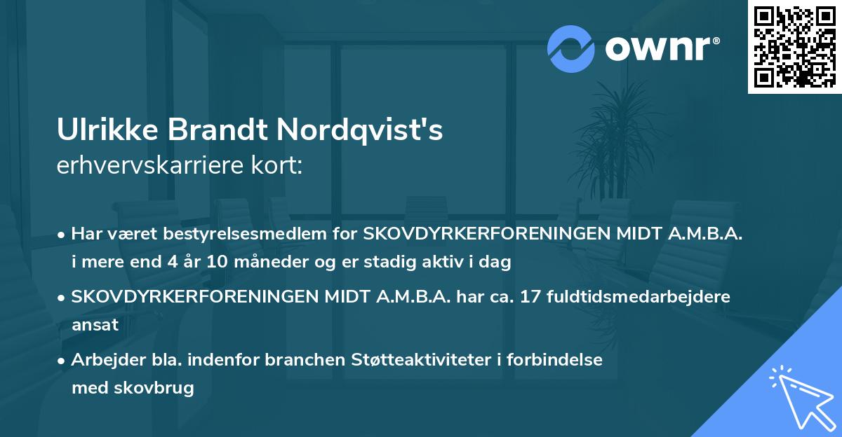 Ulrikke Brandt Nordqvist's erhvervskarriere kort