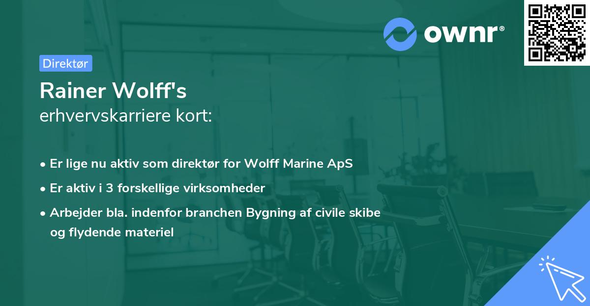 Rainer Wolff's erhvervskarriere kort