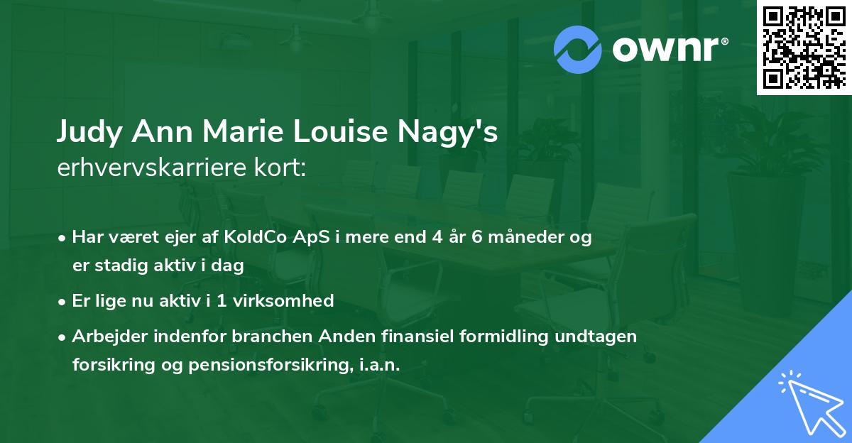 Judy Ann Marie Louise Nagy's erhvervskarriere kort