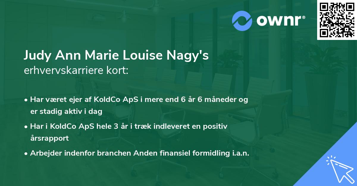 Judy Ann Marie Louise Nagy's erhvervskarriere kort
