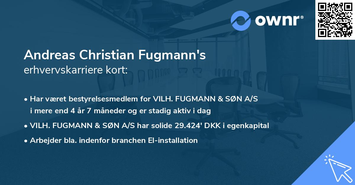 Andreas Christian Fugmann's erhvervskarriere kort