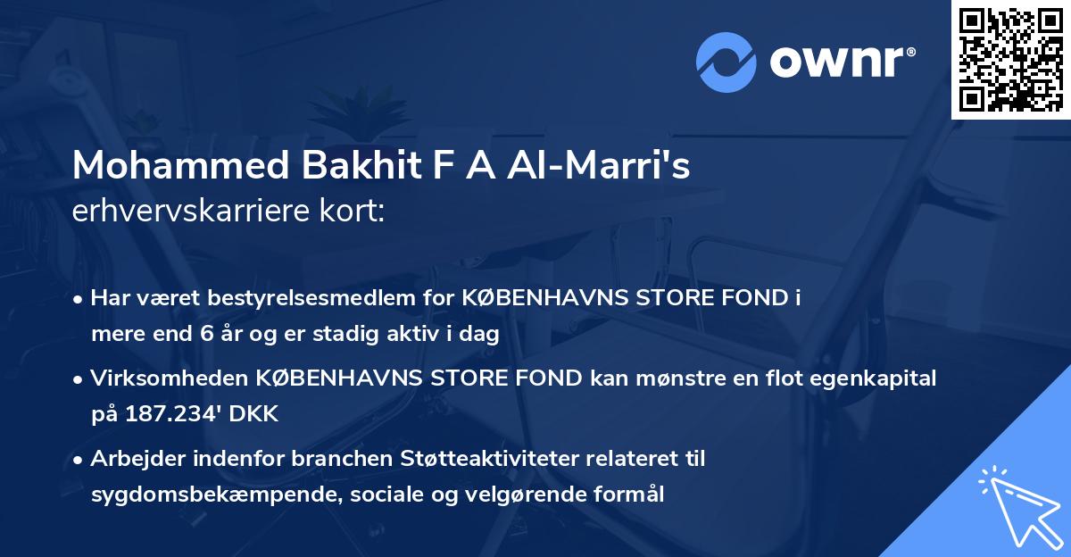 Mohammed Bakhit F A Al-Marri's erhvervskarriere kort