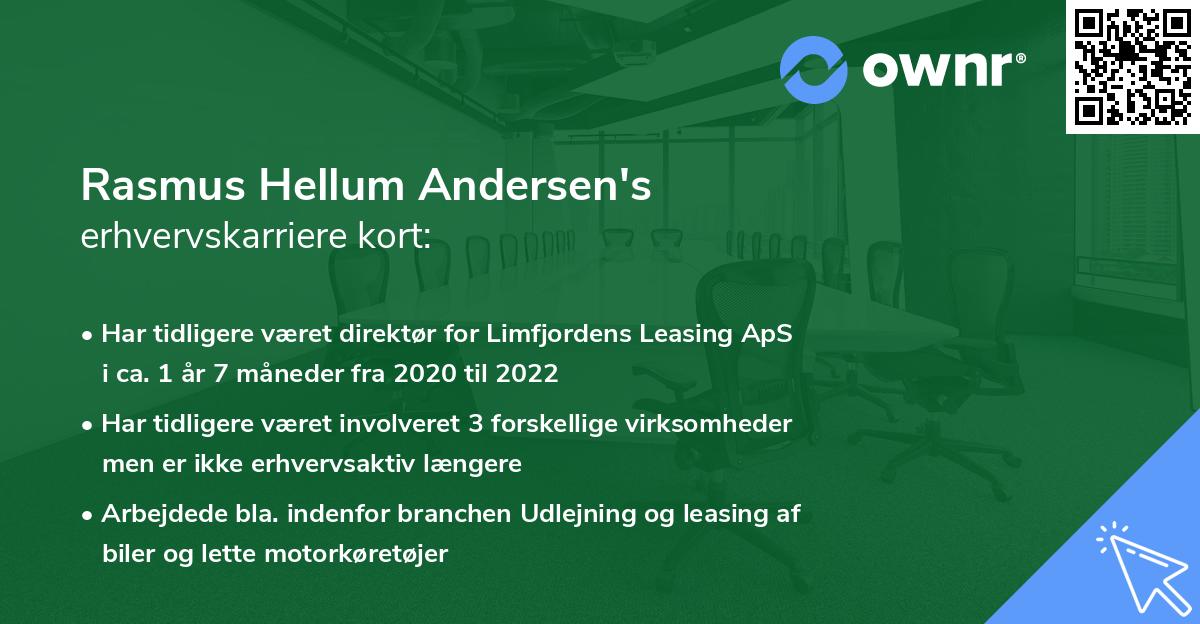 Rasmus Hellum Andersen's erhvervskarriere kort