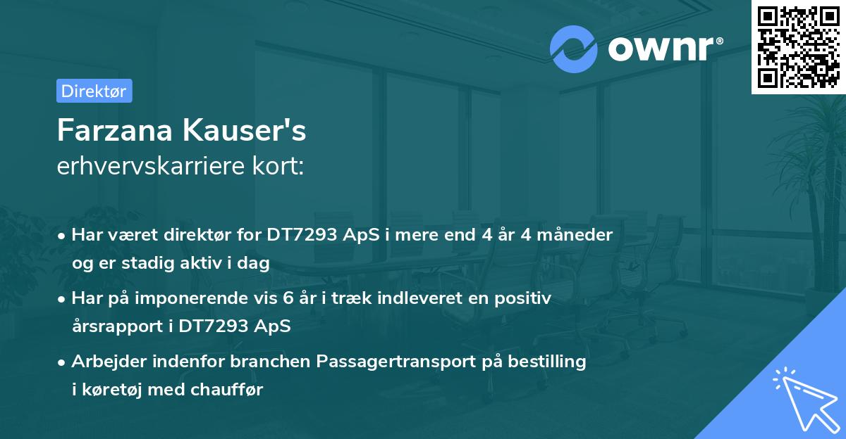 Farzana Kauser's erhvervskarriere kort