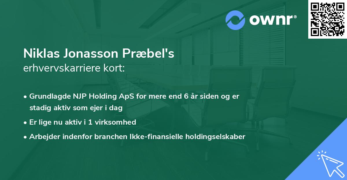 Niklas Jonasson Præbel's erhvervskarriere kort