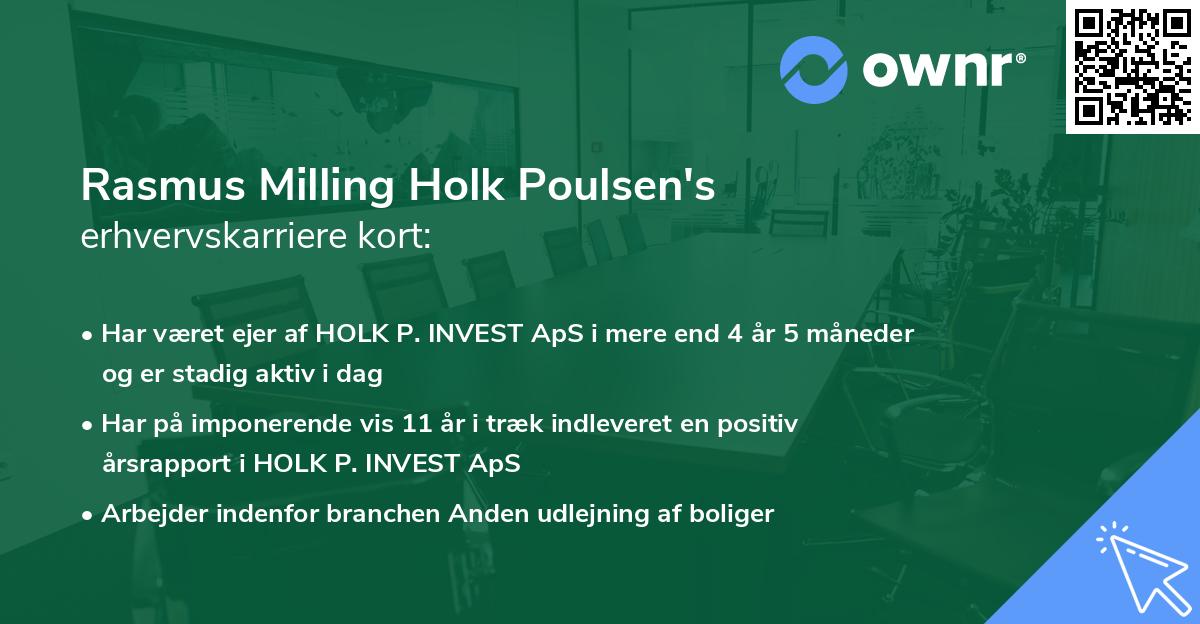 Rasmus Milling Holk Poulsen's erhvervskarriere kort