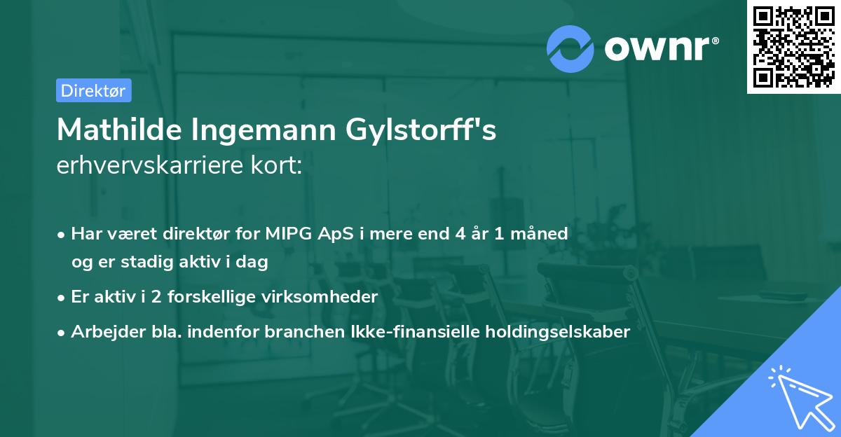 Mathilde Ingemann Gylstorff's erhvervskarriere kort