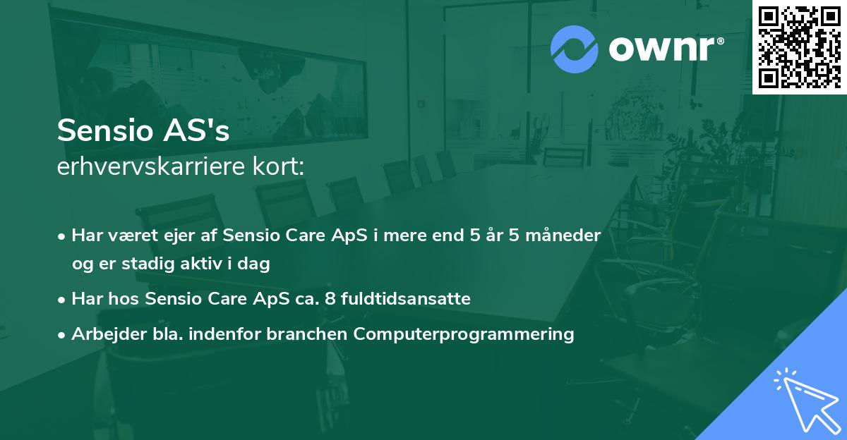 Sensio AS's erhvervskarriere kort