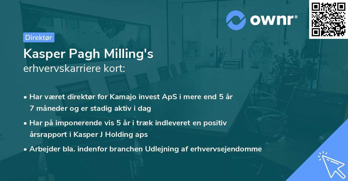 Kasper Pagh Milling's erhvervskarriere kort