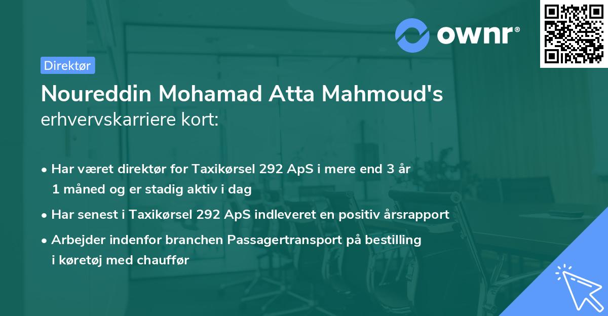 Noureddin Mohamad Atta Mahmoud's erhvervskarriere kort