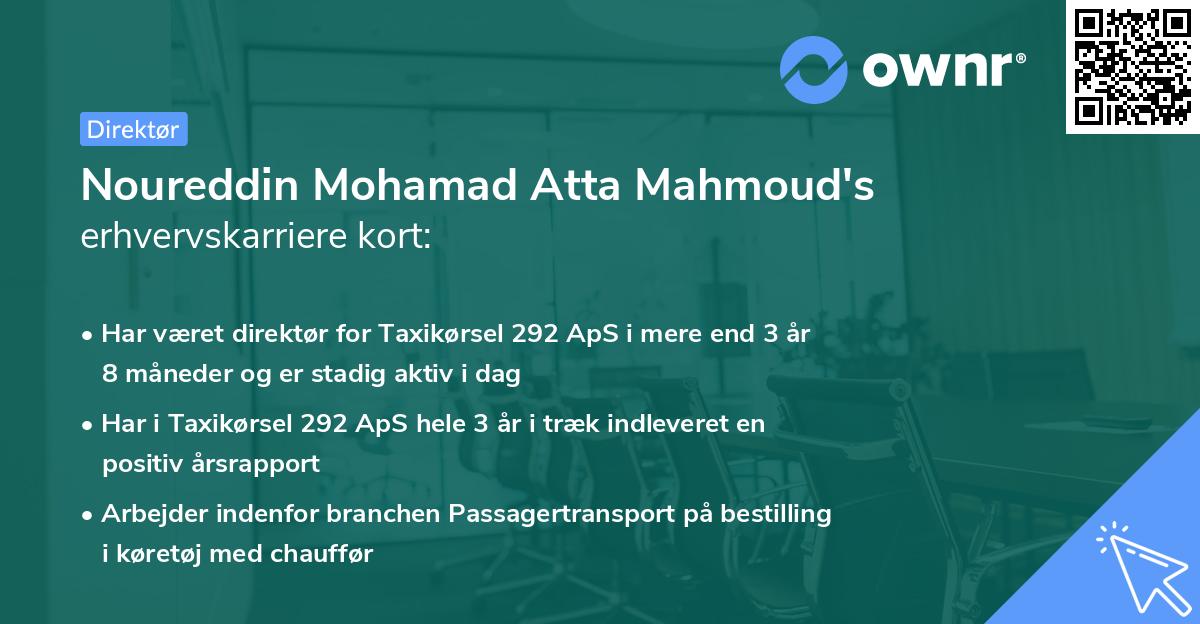 Noureddin Mohamad Atta Mahmoud's erhvervskarriere kort