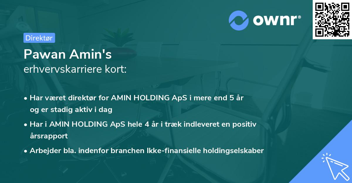 Pawan Amin's erhvervskarriere kort