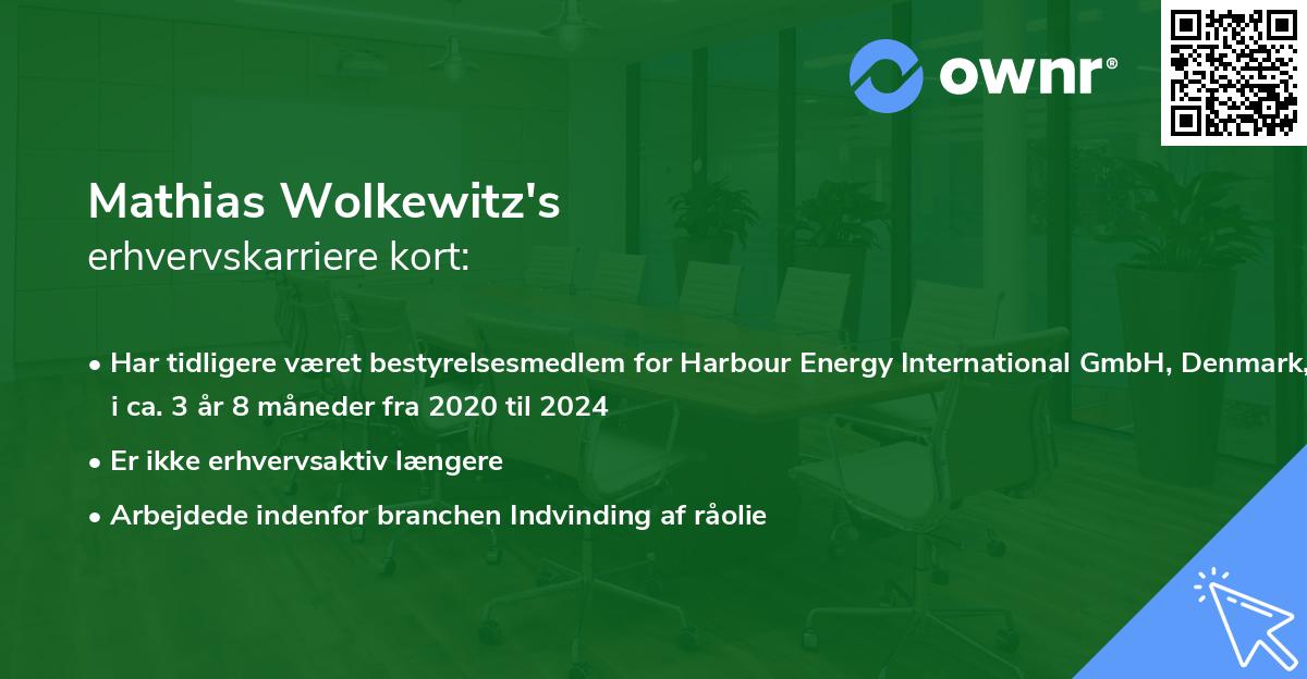 Mathias Wolkewitz's erhvervskarriere kort