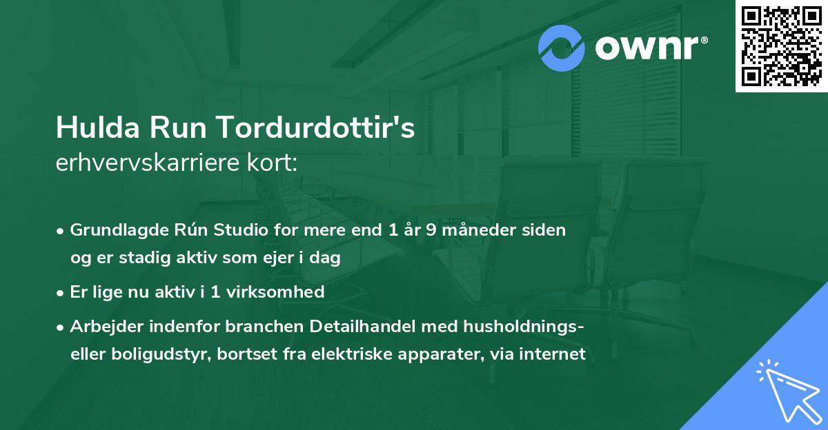 Hulda Run Tordurdottir's erhvervskarriere kort