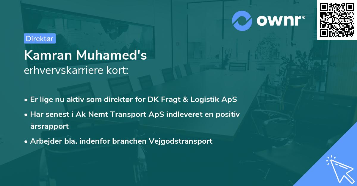 Kamran Muhamed's erhvervskarriere kort