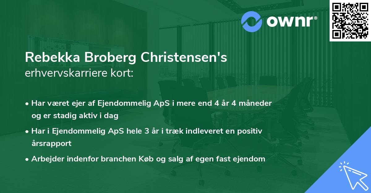 Rebekka Broberg Christensen's erhvervskarriere kort