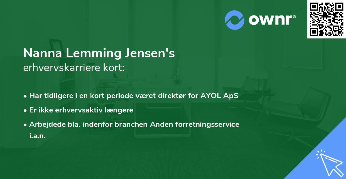 Nanna Lemming Jensen's erhvervskarriere kort