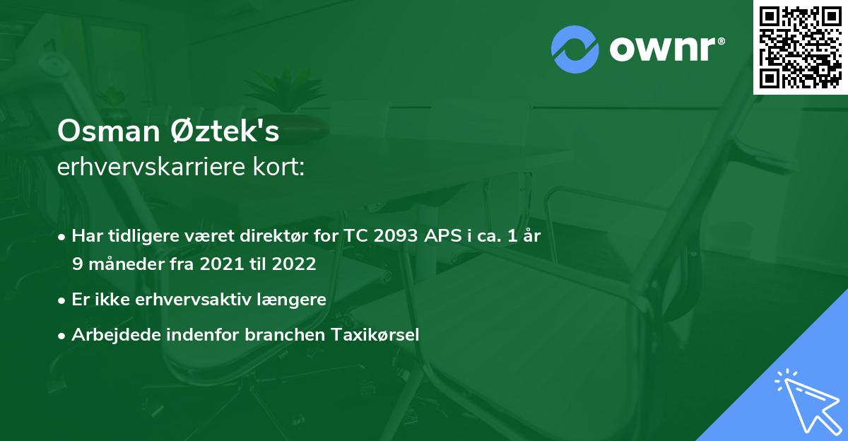 Osman Øztek's erhvervskarriere kort