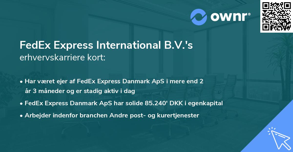 FedEx Express International B.V.'s erhvervskarriere kort