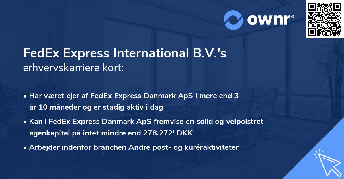 FedEx Express International B.V.'s erhvervskarriere kort