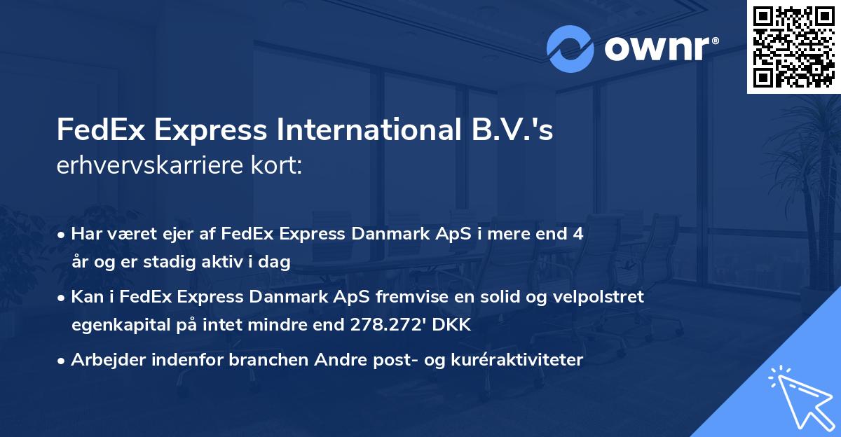 FedEx Express International B.V.'s erhvervskarriere kort