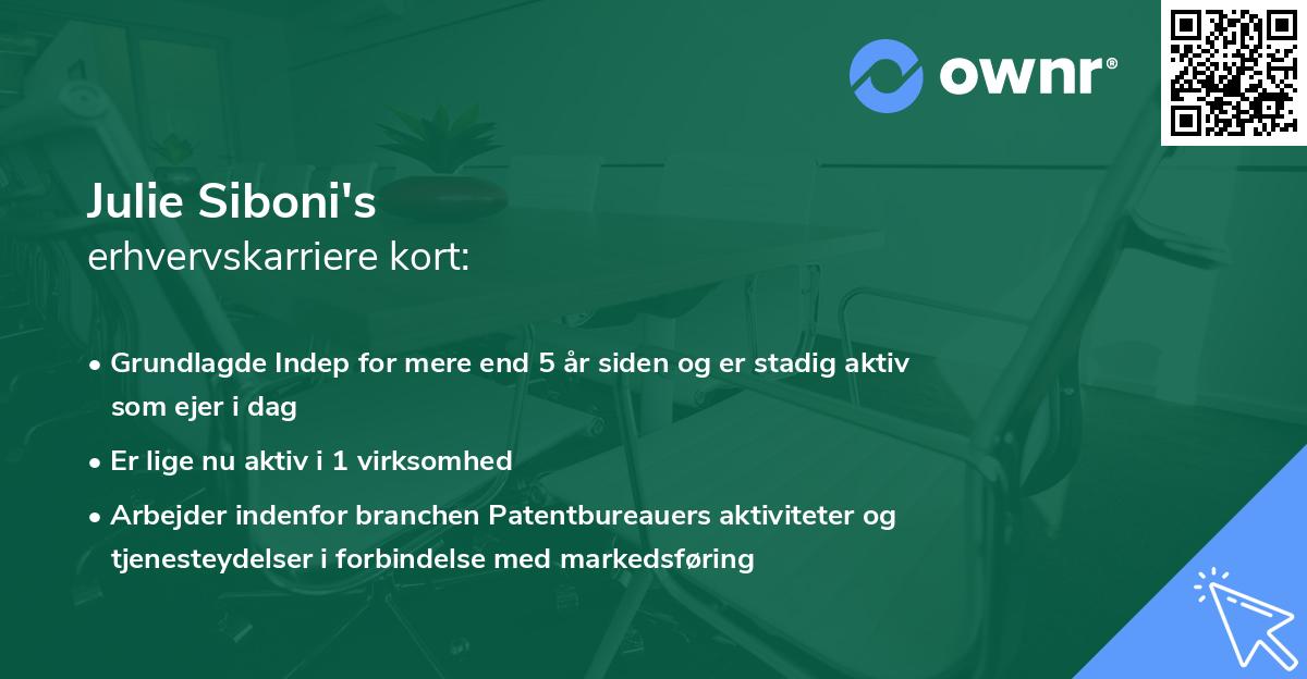 Julie Siboni's erhvervskarriere kort