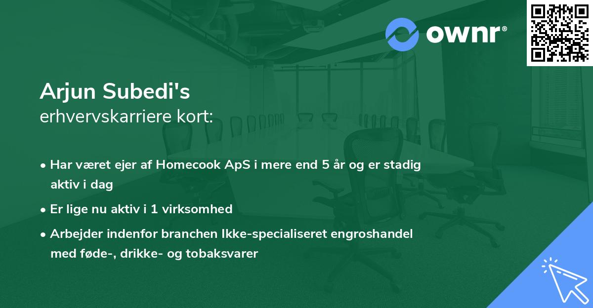 Arjun Subedi's erhvervskarriere kort