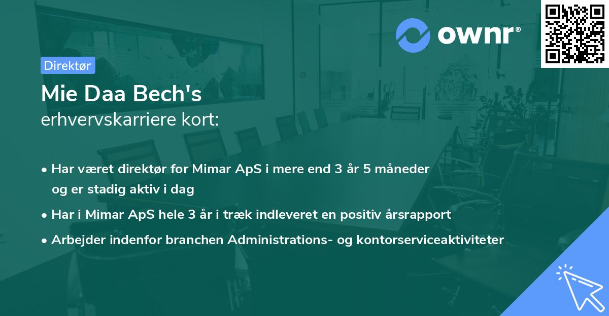 Mie Daa Bech's erhvervskarriere kort